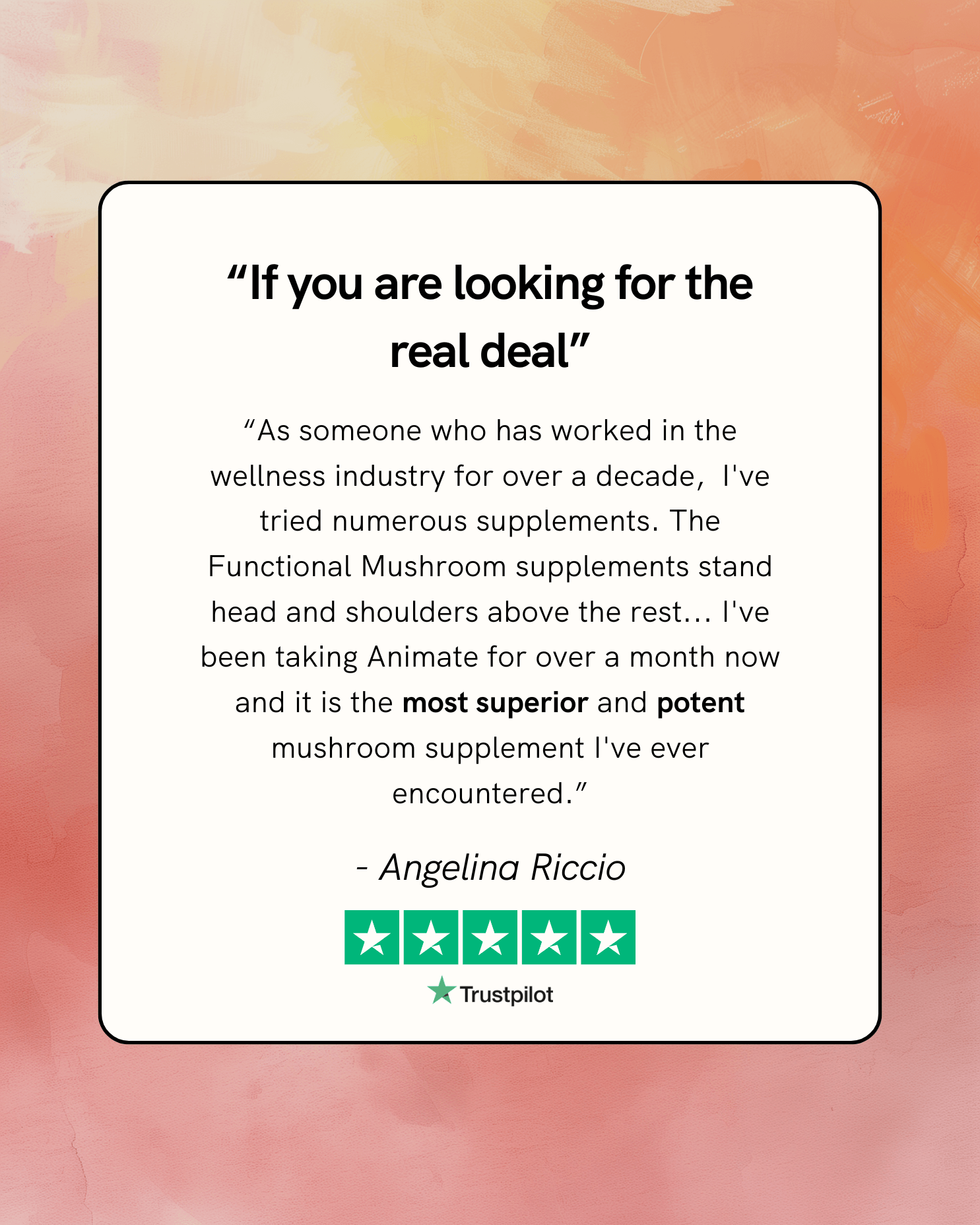 animate mushroom supplement testimonial