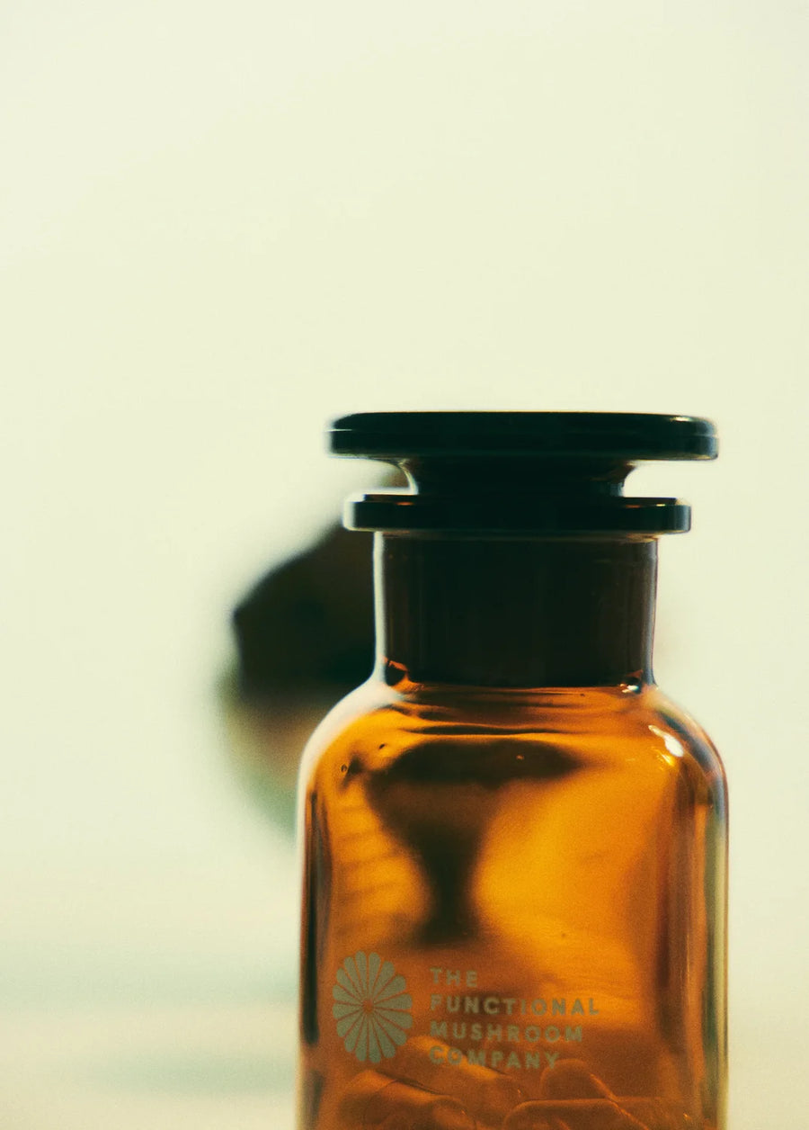 Amber glass apothecary bottle