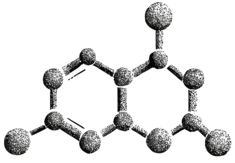 A molecular structure drawn in ink.